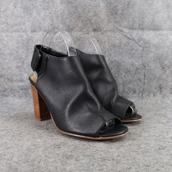 Matisse Shoes Women 7.5 Sandal Bootie Fashion Chunky Heel Open Toe Leather Black - Picture 1 of 13
